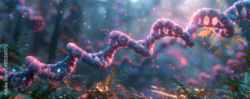 DNA gene background. Abstract molecule 3D © VertigoAI