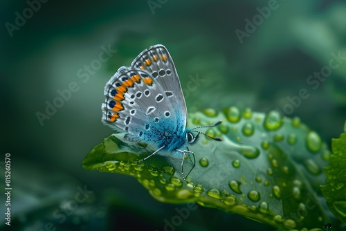 Common Blue Butterfly on leaf photo