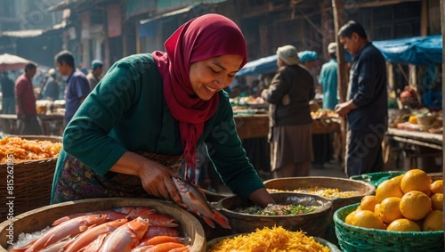 Muslim women in traditional markets photo