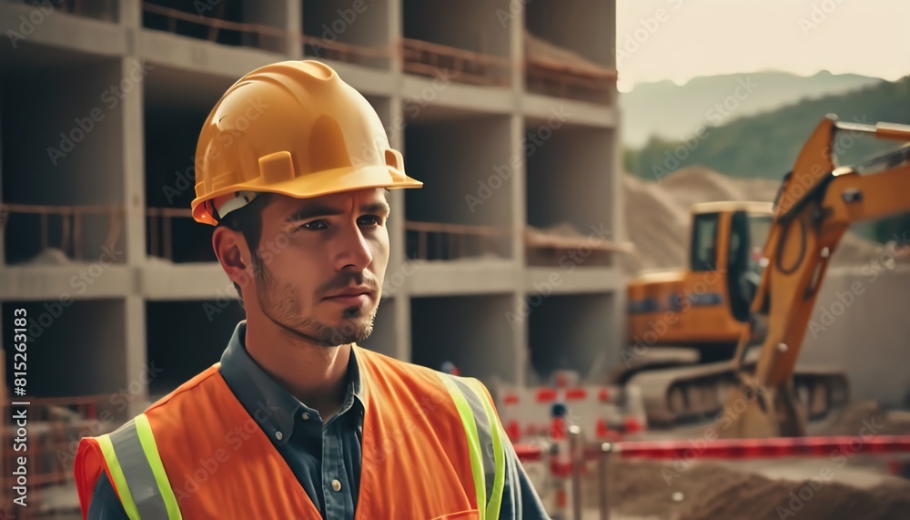 Builder's day. a construction worker at a construction site. a man at a construction site Builder's day. a construction worker at a construction site. a man at a construction site