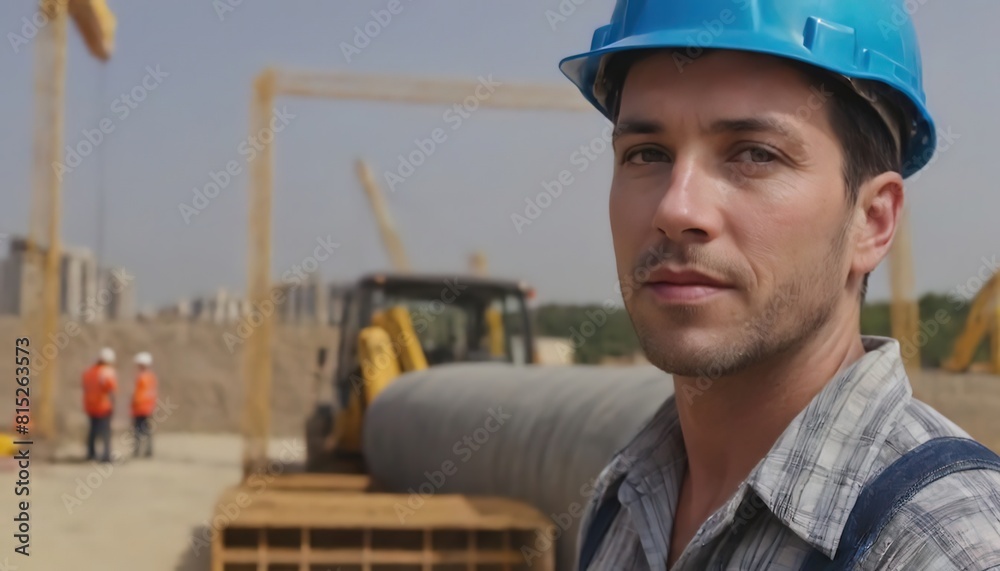 Builder's day. a construction worker at a construction site. a man at a construction site Builder's day. a construction worker at a construction site. a man at a construction site