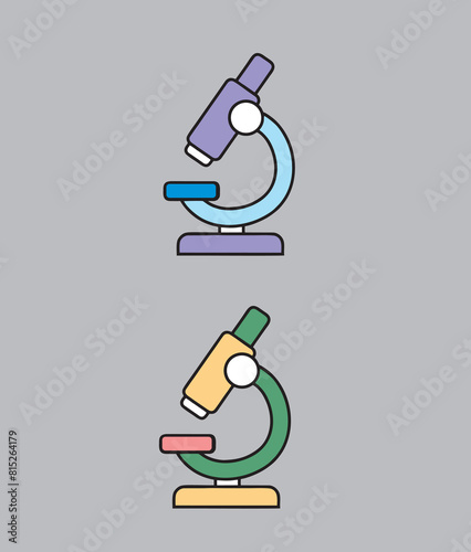 microscope design vector flat illustration with diferent colour for microscope icon 