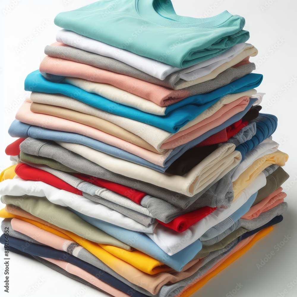 Pile stack group of folded clothes isolated on a white background Pile stack group of folded clothes isolated on a white background
