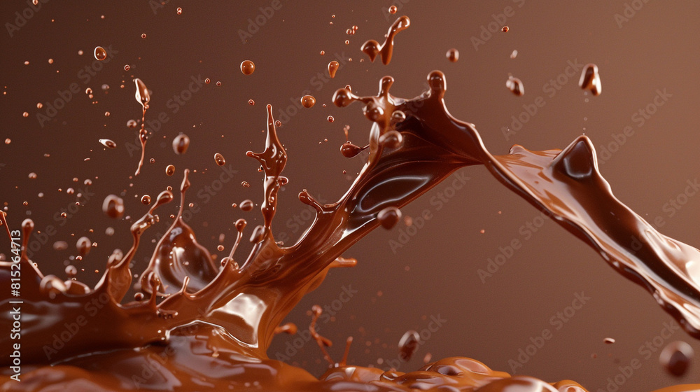 Fototapeta premium Two Liquid chocolate splashes colliding
