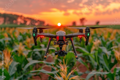 Neatly organized farms benefit from drone management technology, integrating landscape care and vibrant farming illustrations for precise crop operations