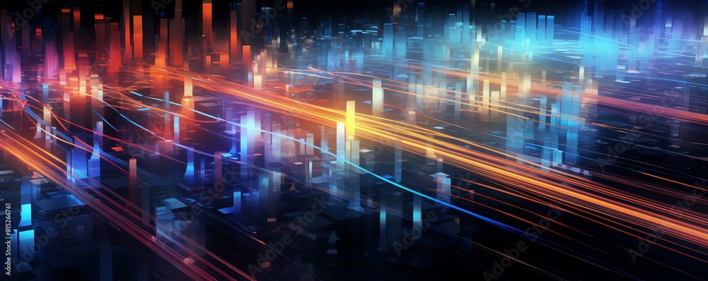 Obraz premium High speed network transmission top view displaying the concept of data traveling at high speeds through a network.