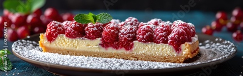 German-style cheesecake with hot raspberry topping