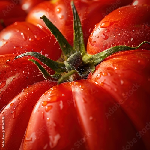 a close up of a tomato that has water on it