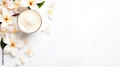 White Russian drink poster card design with flower and copy space