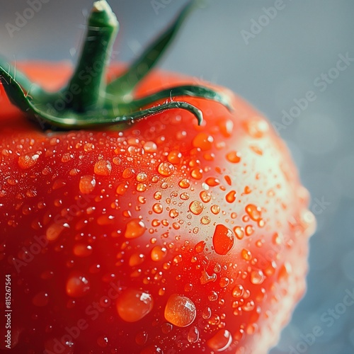 a close up of a tomato that has water on it