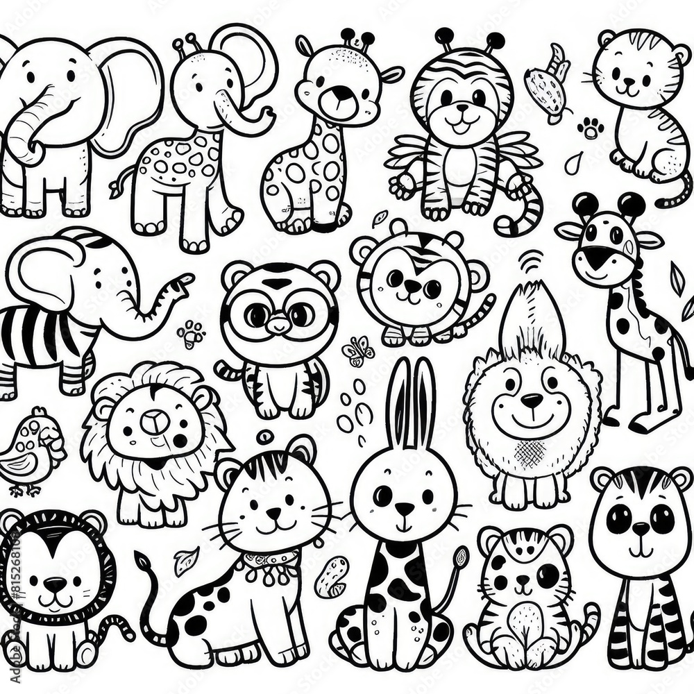 Children's Creativity: Coloring Activity with Zoo Animals Theme Children's Creativity: Coloring Activity with Zoo Animals Theme
