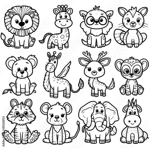 Children s Creativity  Coloring Activity with Zoo Animals Theme