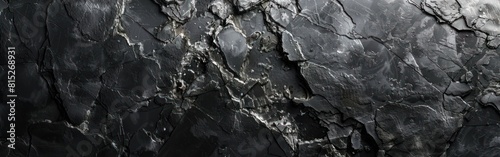 Abstract Anthracite Marble Granite Texture Banner - Gray Natural Stone Background Panorama