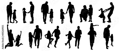 Father and daughter silhouette set of illustration vector