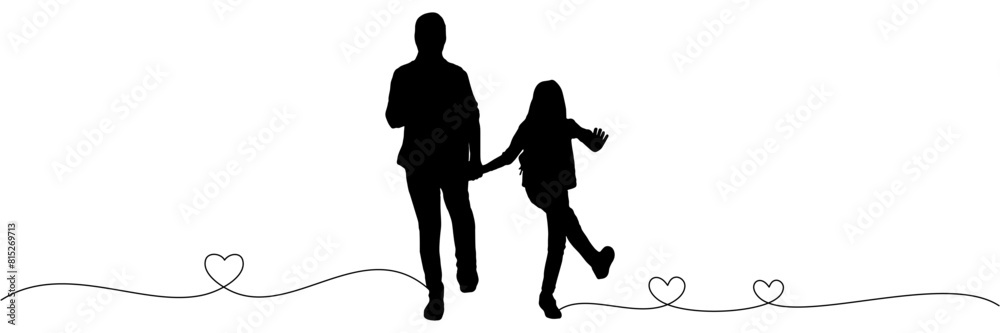 Illustration vector of  father and daughter silhouette for father's day and children day