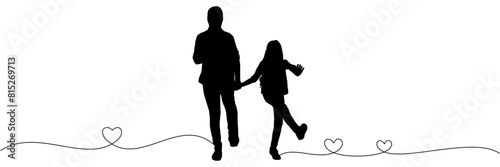 Illustration vector of father and daughter silhouette for father's day and children day