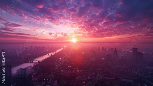 Beautiful sunrise over Amsterdam The Netherlands_wi realistic