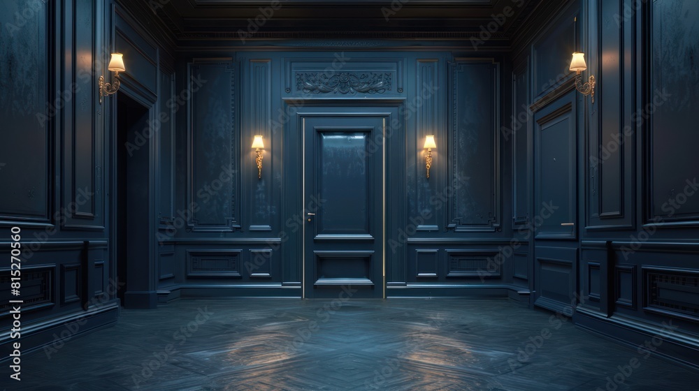 Nighttime Elegance: Spacious Dark Room with Copy Space Nighttime Elegance: Spacious Dark Room with Copy Space