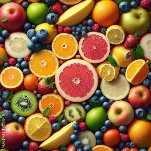 Snapshot of Fresh Fruit Slices  Nature s Colorful Aromas