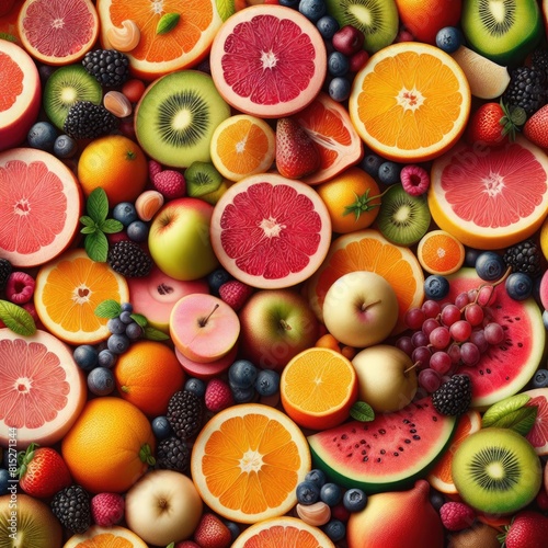 Snapshot of Fresh Fruit Slices: Nature's Colorful Aromas