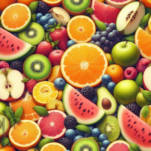 Snapshot of Fresh Fruit Slices  Nature s Colorful Aromas