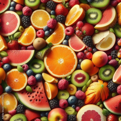 Snapshot of Fresh Fruit Slices  Nature s Colorful Aromas