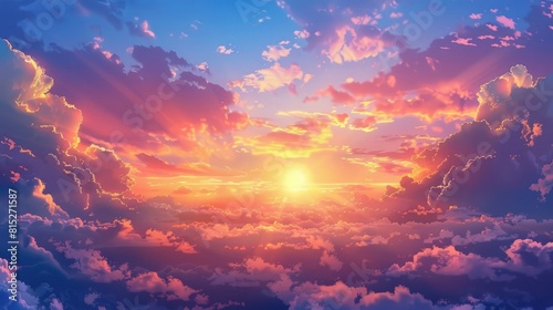 Beautiful sunset sky. Nature sky backgrounds realistic