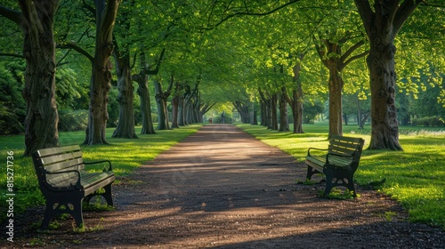 Serene Pathway: Trees and Footpath in a Beautiful Park