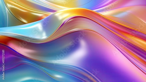 3d abstract wallpaper. Liquid metal rainbow waves. Rainbow colored swirls background