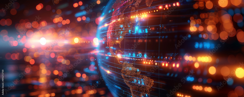Digital world globe, a global network Digital world globe, a global network
