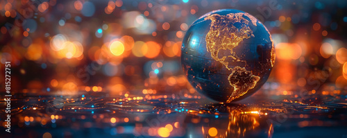Digital world globe  a global network