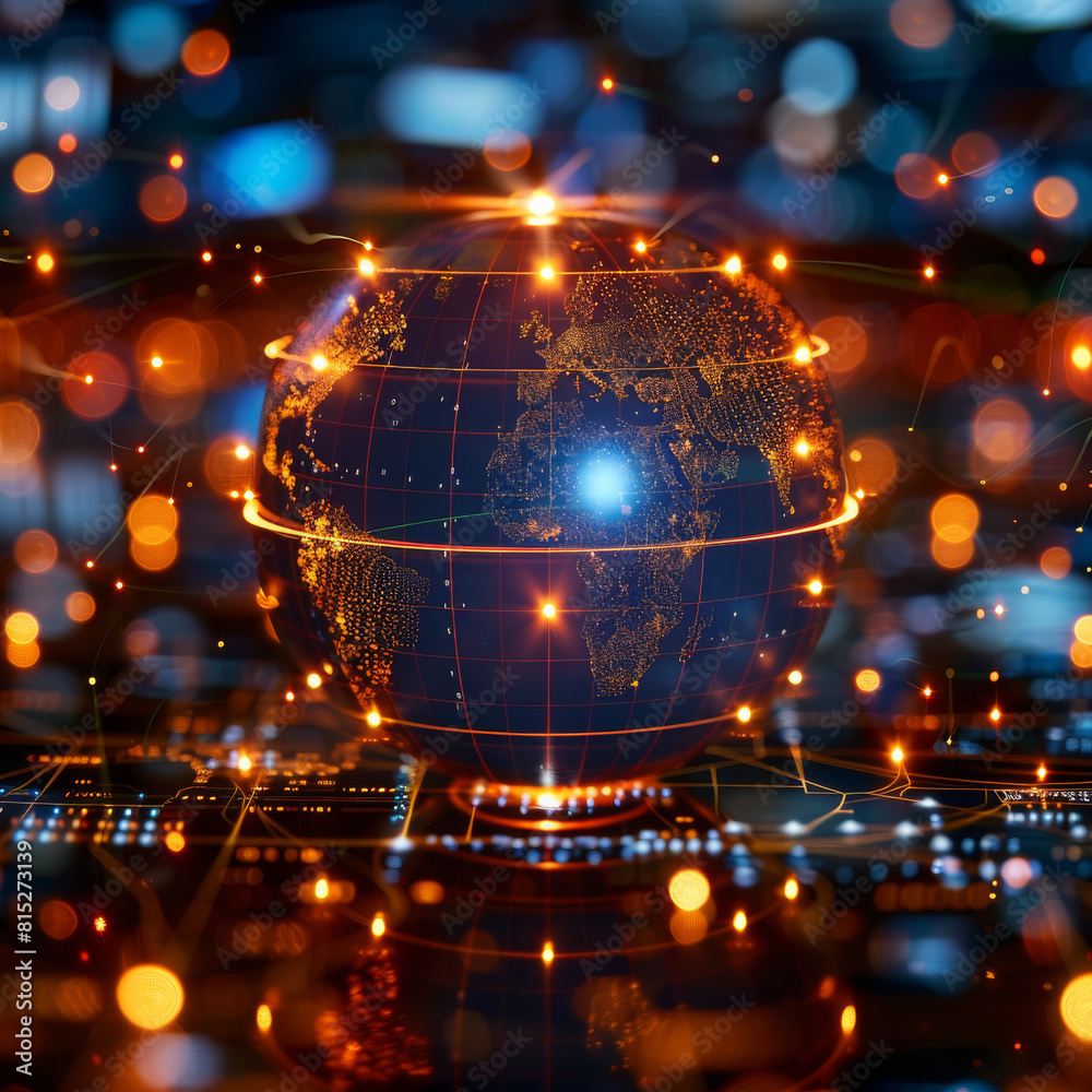 Digital world globe, a global network Digital world globe, a global network