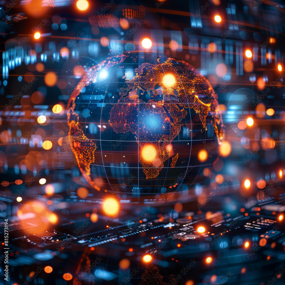 Fototapeta premium Digital world globe, a global network