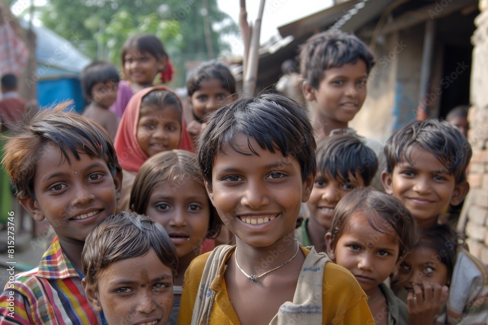 Portrait of a group of Indian children in Kolkata, India. Portrait of a group of Indian children in Kolkata, India.