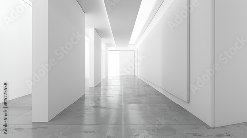 White office hall with blank wall