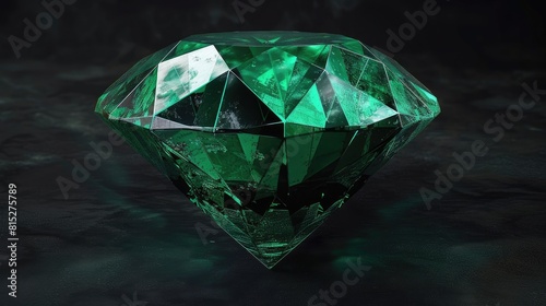emerald gemstone  deep green  glinting facets  set against a velvet black background realistic