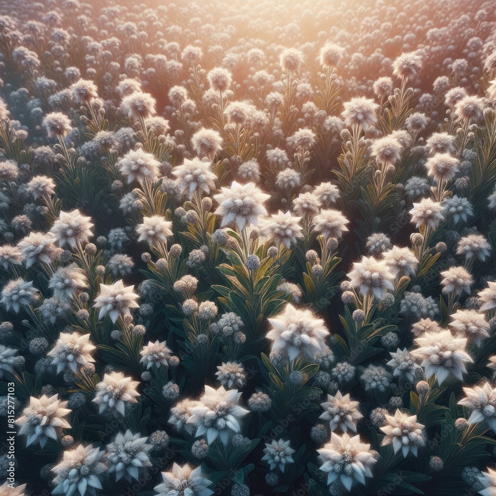 Fototapeta premium Photo of the Beauty of Edelweiss Flowers: Timeless Charm in the Mountains