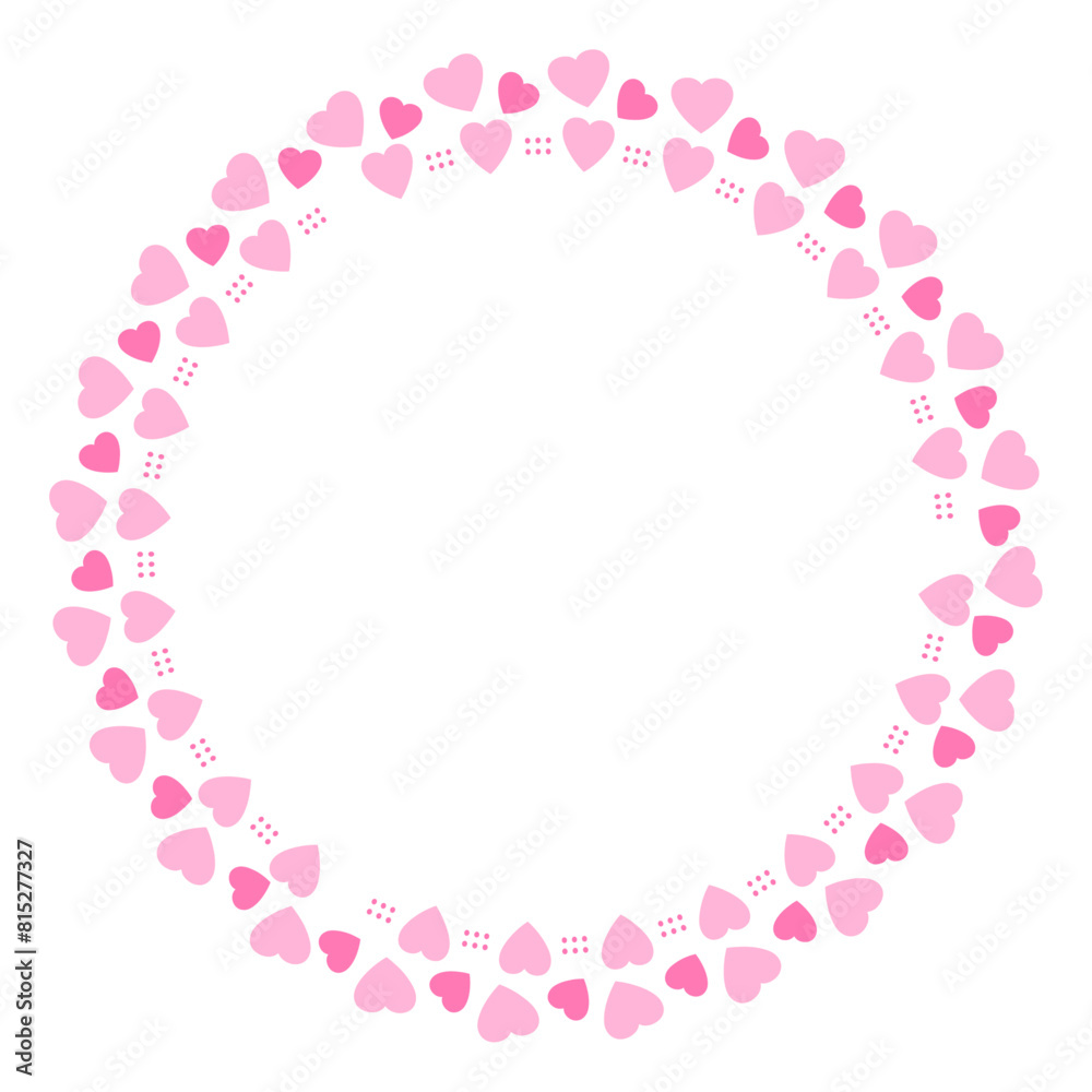 Hand drawn hearts border and frame on white background