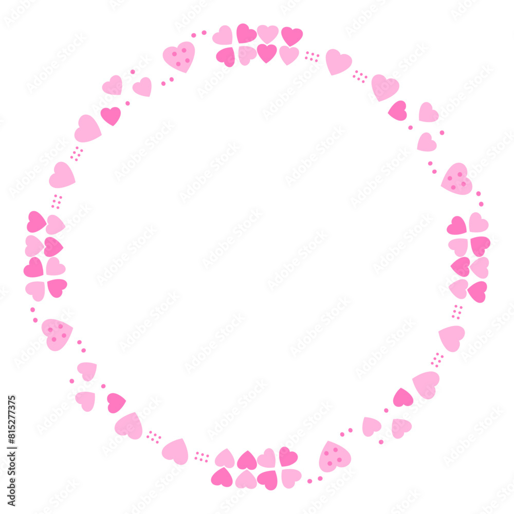 Hand drawn hearts border and frame on white background