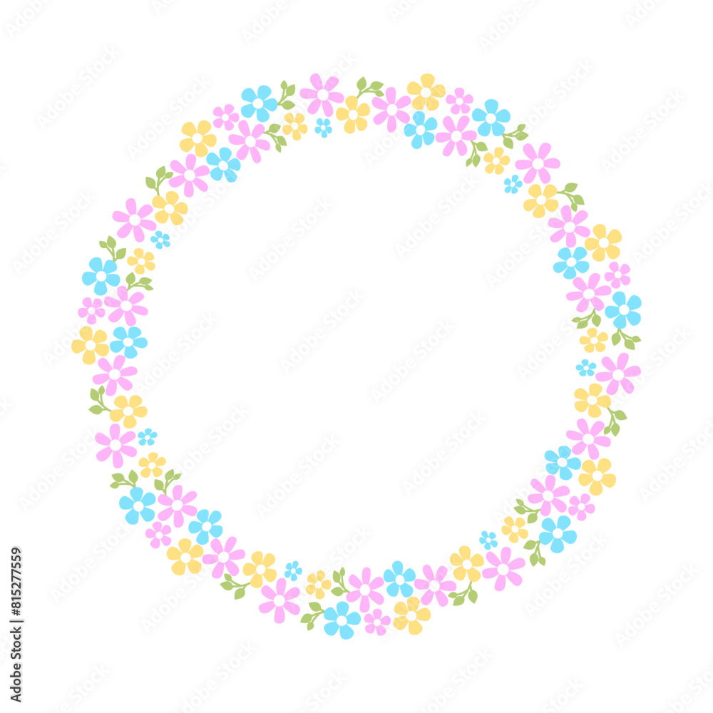 Hand drawn floral wreath on white background Hand drawn floral wreath on white background