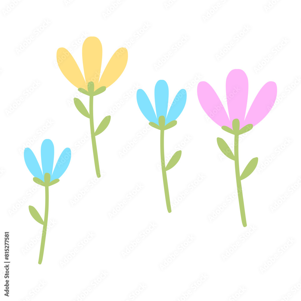 Hand drawn flower collection on white background Hand drawn flower collection on white background