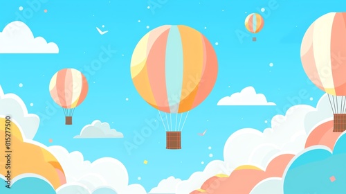 Giant balloon flat design, top view, balloon theme, animation, Analogous Color Scheme