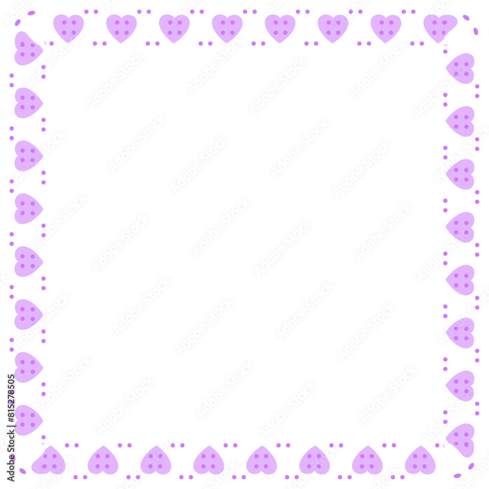 Hand drawn hearts border and frame on white background