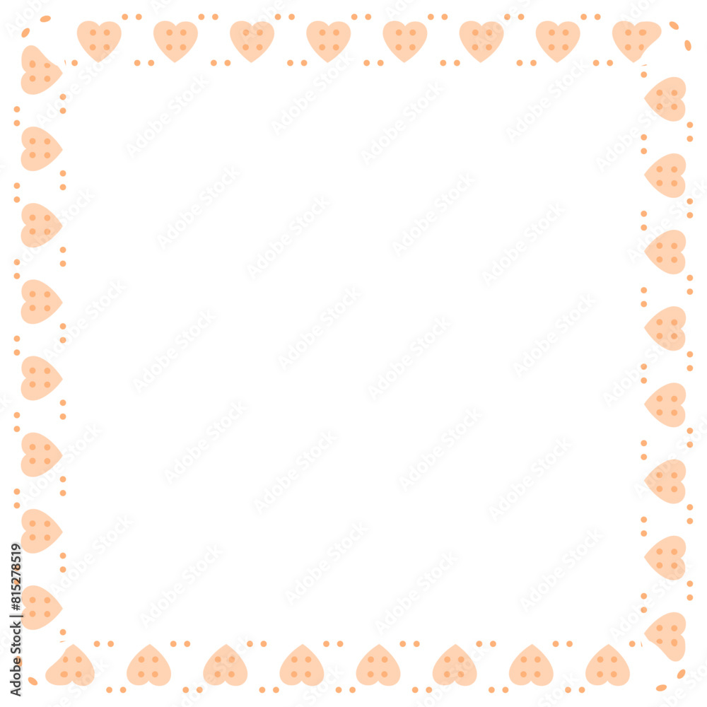 Hand drawn hearts border and frame on white background Hand drawn hearts border and frame on white background