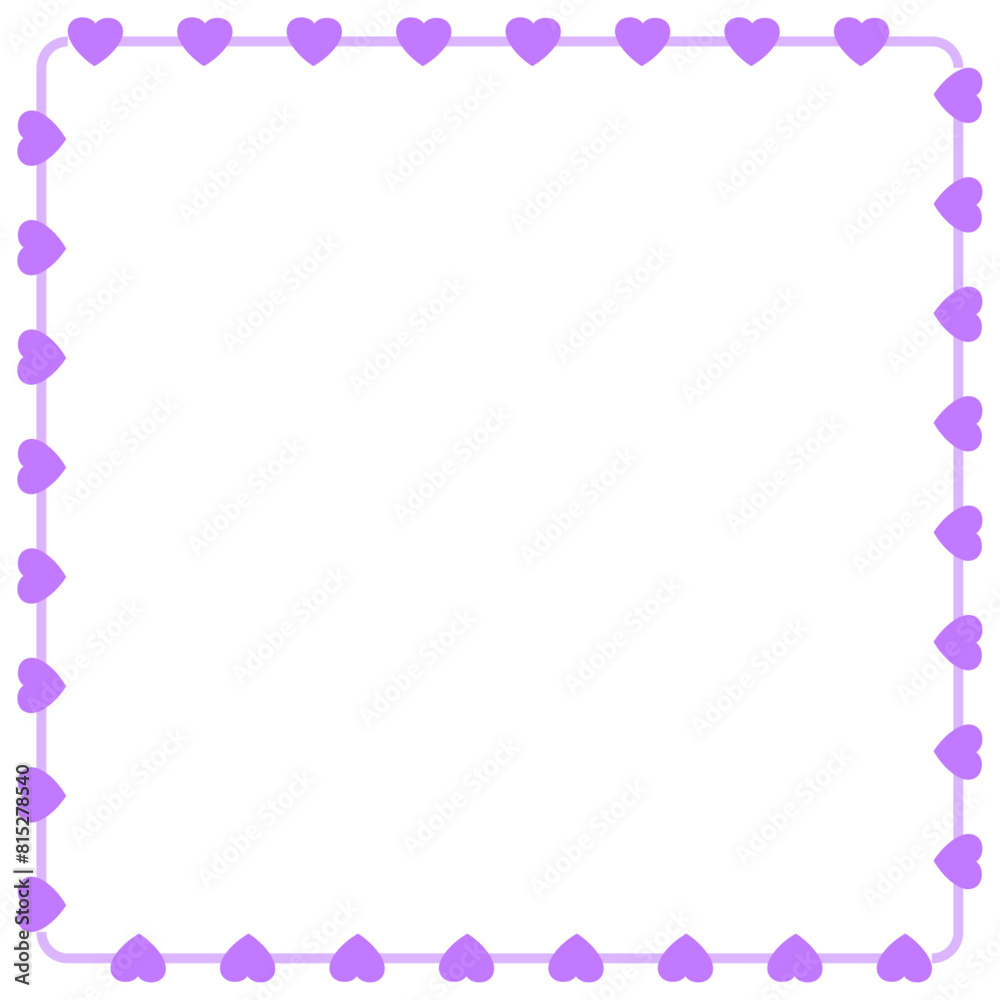 Hand drawn hearts border and frame on white background Hand drawn hearts border and frame on white background