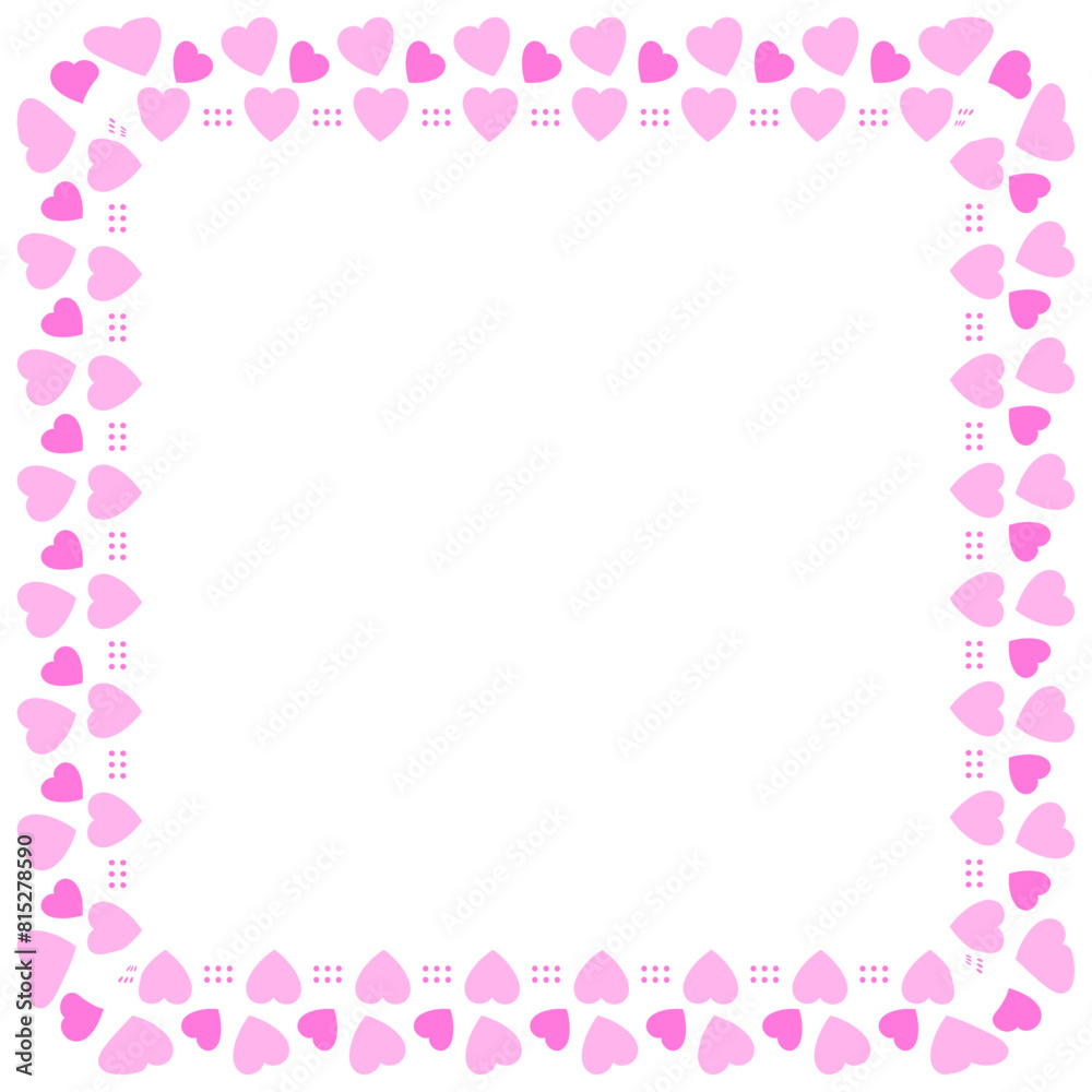 Hand drawn hearts border and frame on white background Hand drawn hearts border and frame on white background
