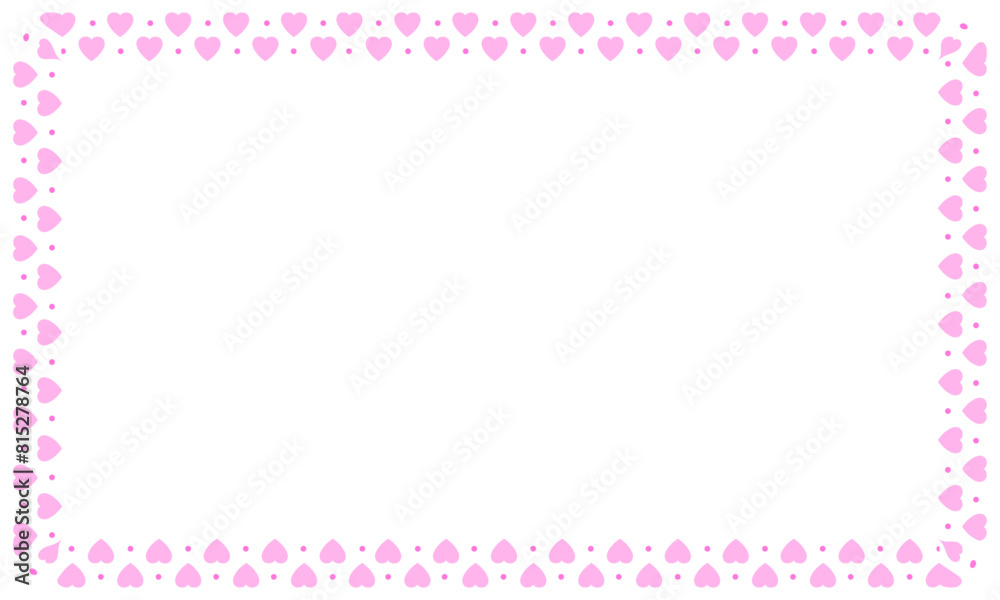 Hand drawn hearts border and frame on white background