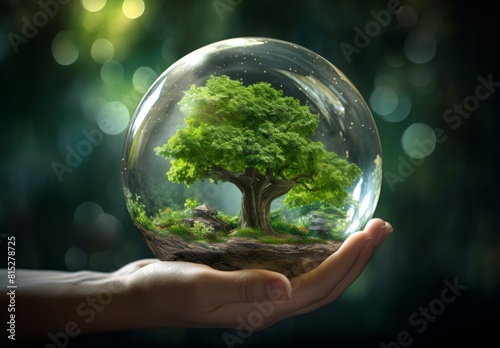 Nurturing Nature Hand Holding the Green Globe.