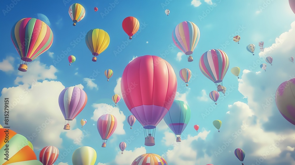 Festival balloon flat design, front view, balloon theme, 3D render, vivid