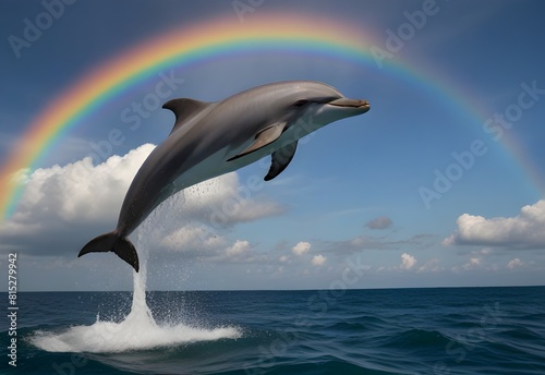 dolphin jumping over a rainbow  generative AI